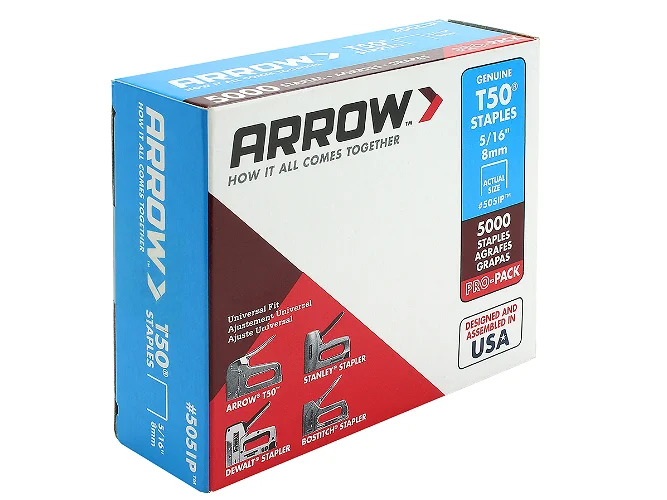 Arrow T50 Staples 8mm Galvanised 5000 Box